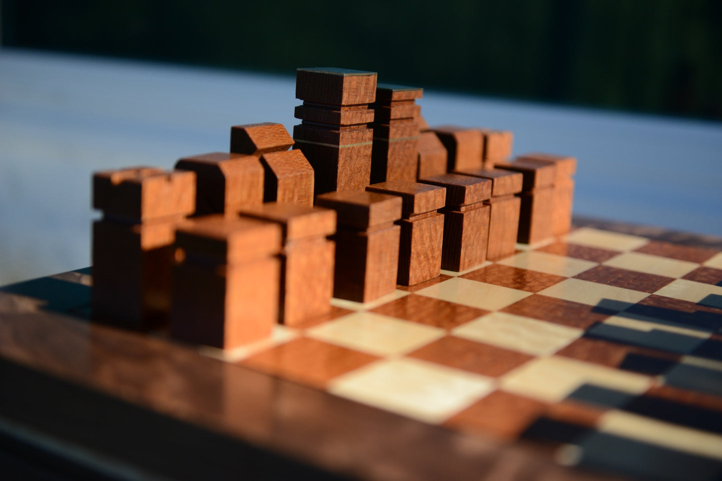 Chess Set - Walnut, Leopardwood, Curly Maple