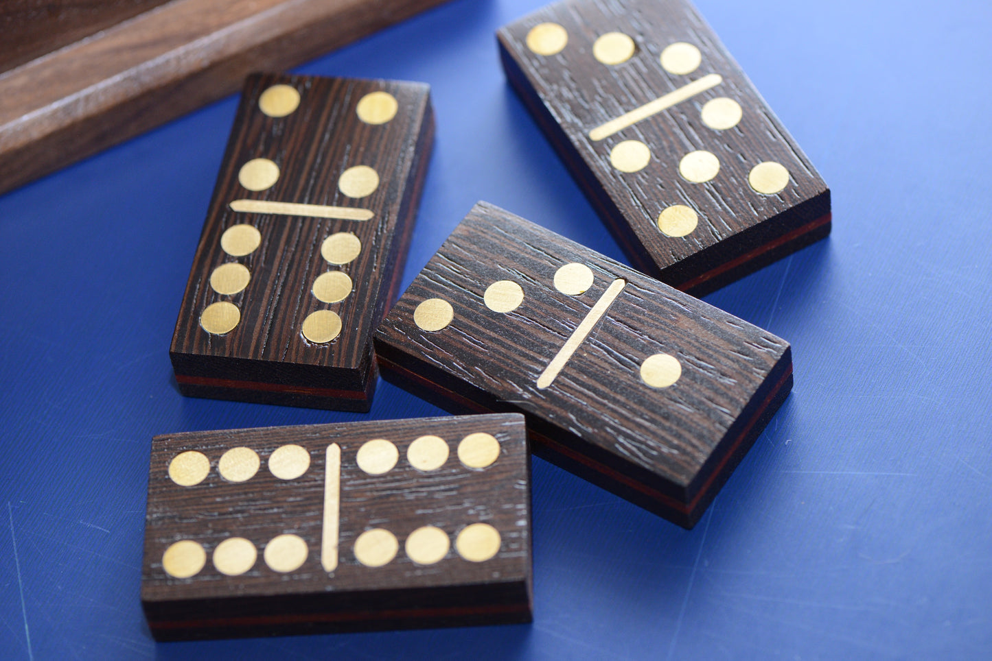 Dominos and Box - Walnut & Wenge & Brass